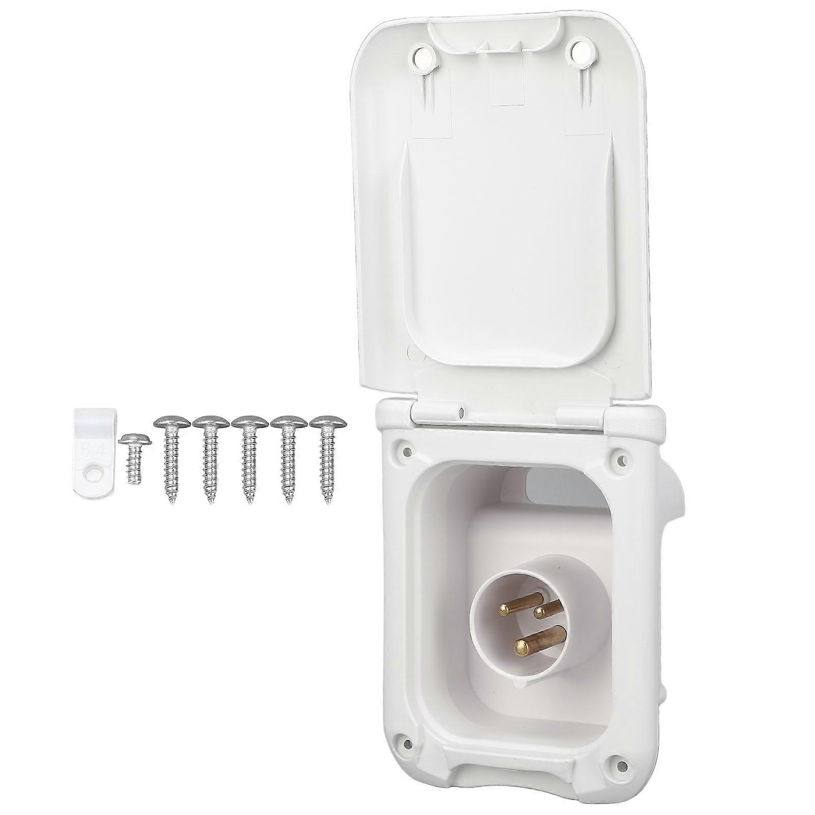 Power Inlet Receptacle with Cover 3 Core 16A Water Resistant Universal Fit for RV Motorhome Trailer Caravan