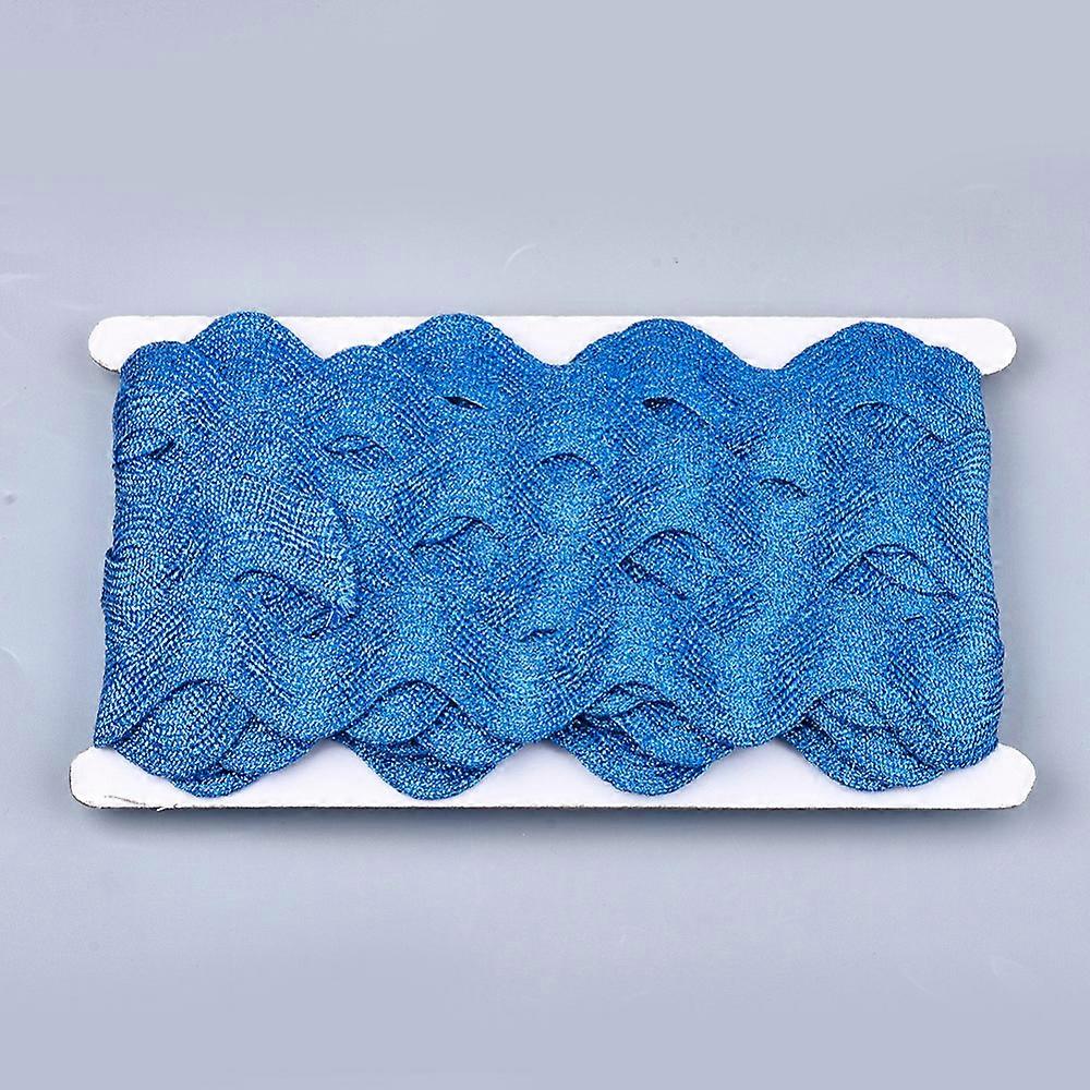 Polyester Ribbons Wave Shape Dodger Blue 38~40mm 10yard/card