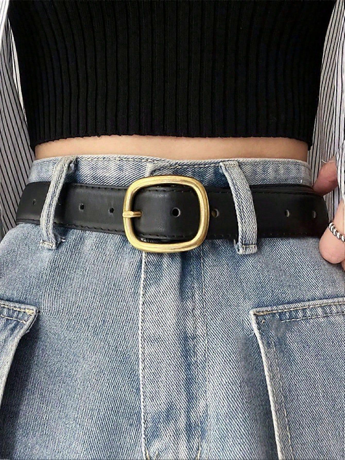 1pc Women's Simple Fashionable Casual Pu Leather Decorative Belt For Jeans