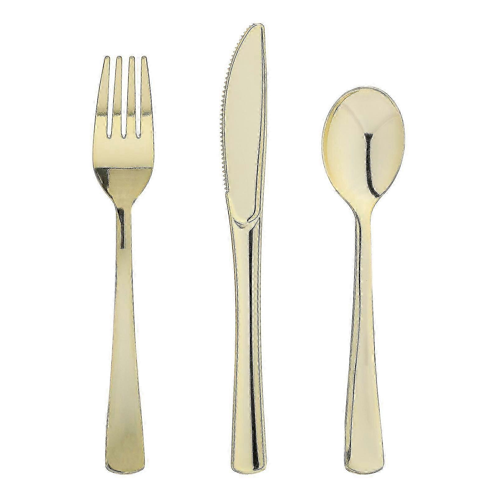 Golden Plastic Cutlery Set, Disposable Dinnerware - 18 Pieces