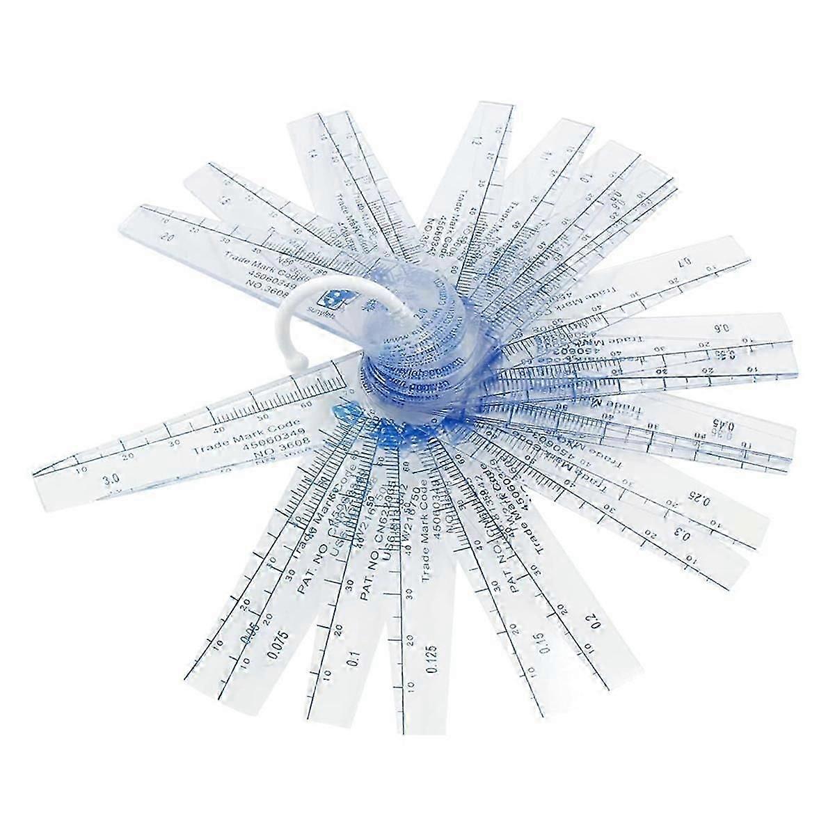 1 Packung Kunststoff-Fühlermessgerät 0,05-3 mm Dickenmessgerät 25 in 1 Fühlerlehre zum Messen von G