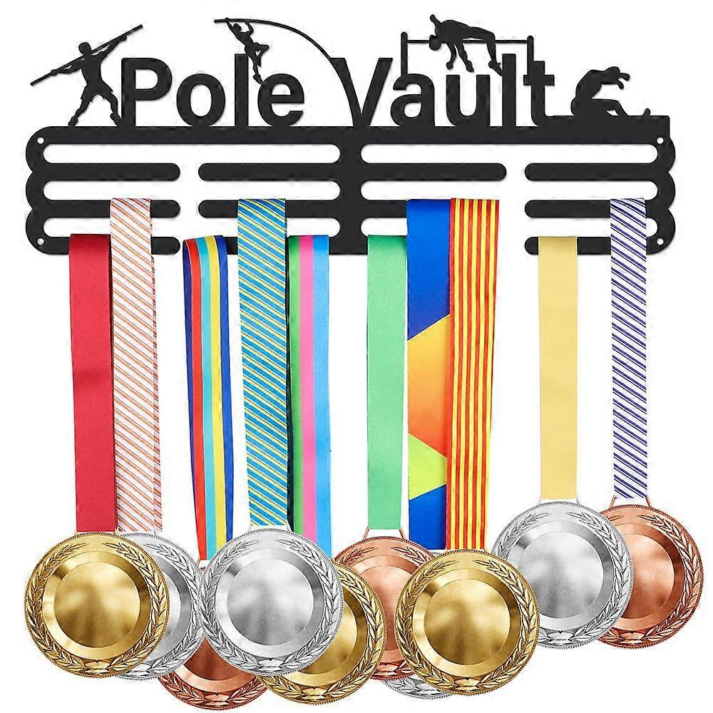 Fashion Iron Medal Hanger Holder Display Wall Rack with Screws & Word Pole Vault Sports Themed Pattern 150x400mm