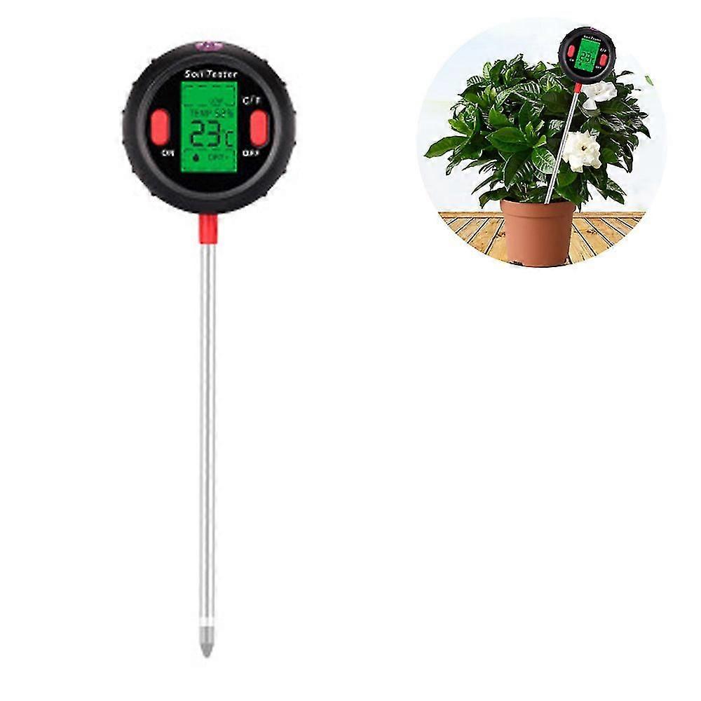 5 In 1 Soil Ph Meter Soil Moisture Monitor Lcd Display Ph Tester Temperature Sunlight Intensity Testing Tool For Plants Illumination Thermometer,3483