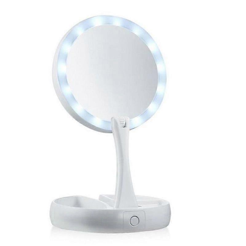 My Retractable Mirror The Double Sided Lighted Vanity Mirror 10x Magnification
