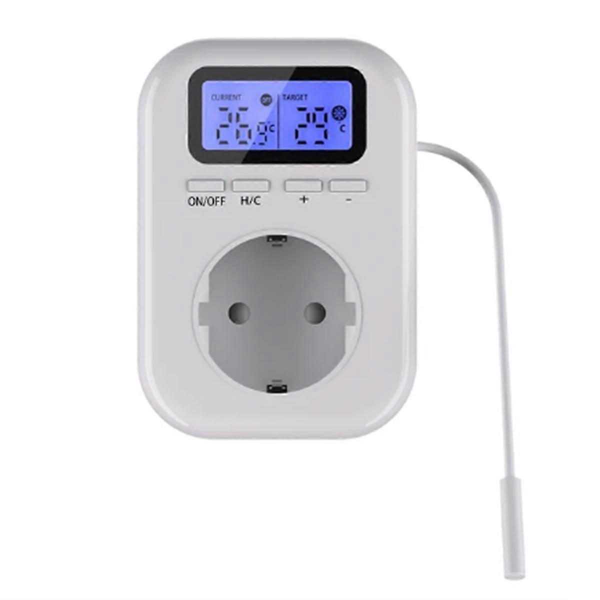 220V Temperature Controller Plug with Sensor, Digital Thermostat Plug ,Socket Thermostat Switch for Greenhouses EU Plug