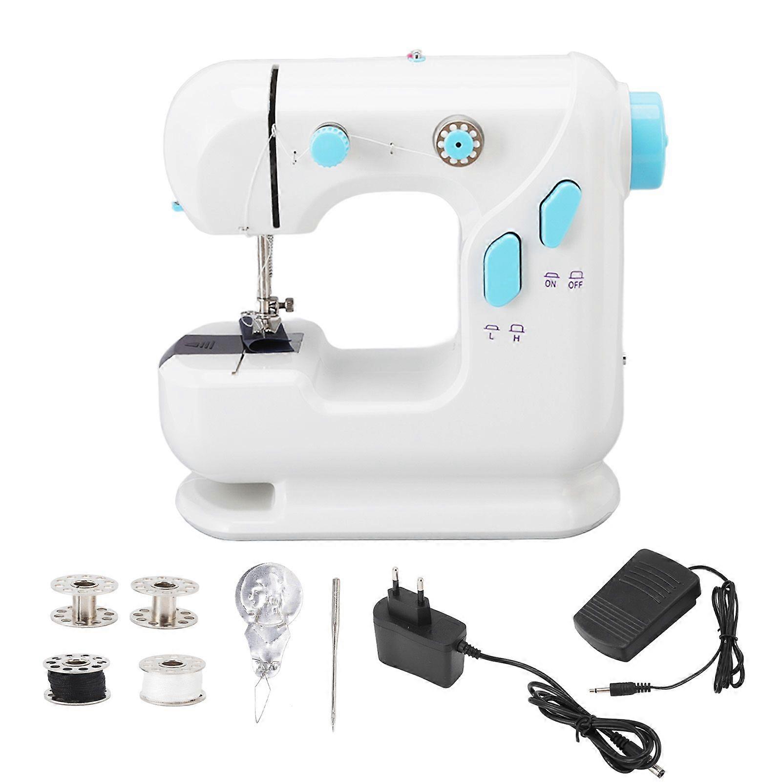 Electric Mini Sewing Machine Portable 2 Switch Control Modes Small Household Sewing Machine with Lighting 110220V EU Plug