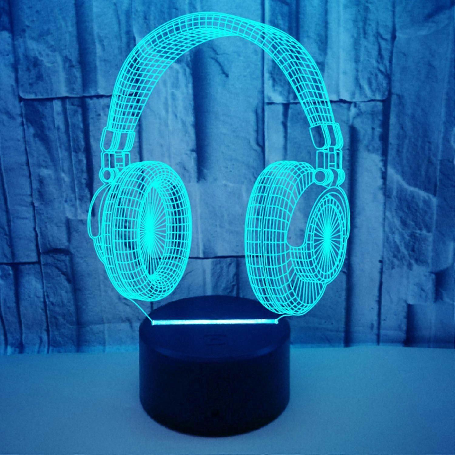سماعات 3D ضوء الليل 16 لونا ، 7 ألوان مع جهاز تحكم عن بعد يعمل باللمس 3D مصباح الوهم للأولاد والبنات --- مقعد أسود