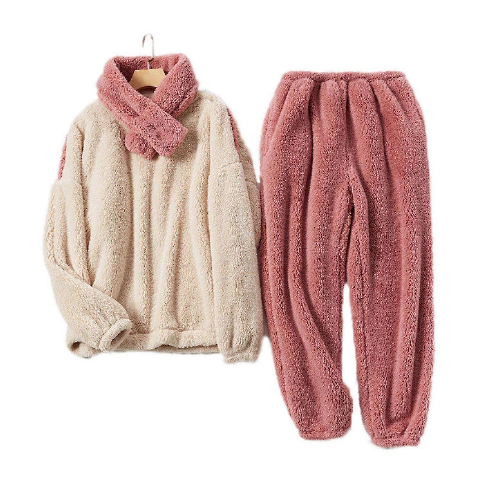 Women's Pajama Sets Fleece Pajamas Fluffy Pajamas for Women Soft Comfy Winter Pjs Sets-Large