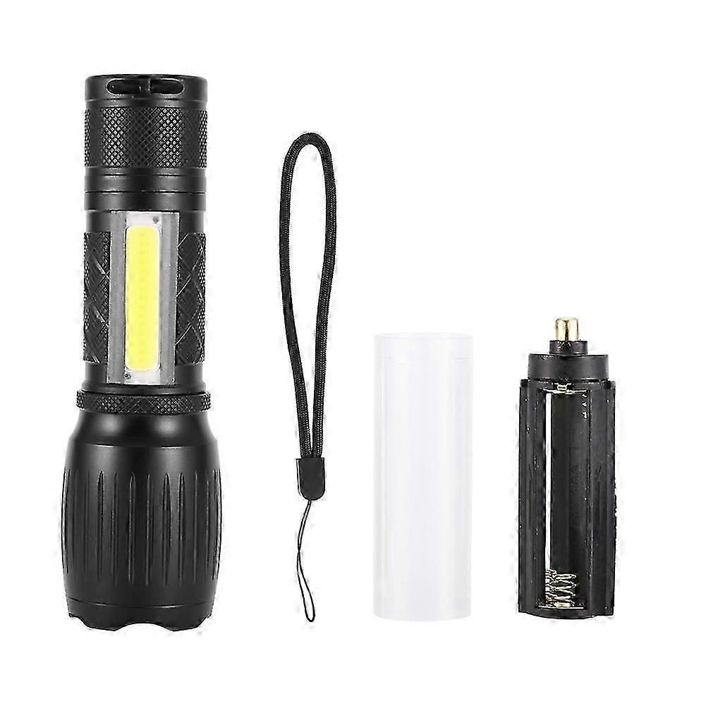 LED Mini Portable T6 + COB Super Bright Zoom Warning Glare Tactical Flashlight with Tail Magnet
