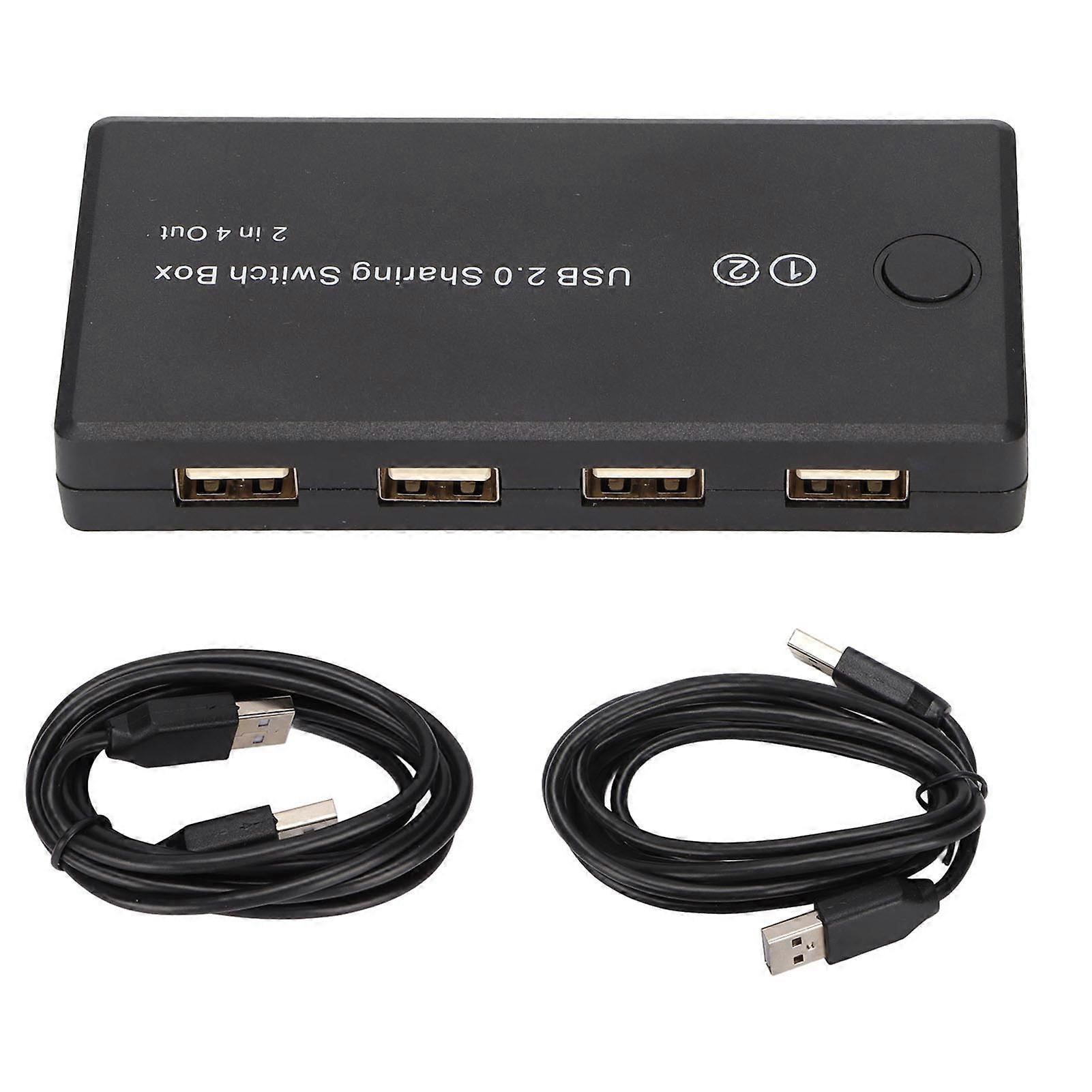 USB 2.0 Switch Selector 2 in 4 Out Great Compatibility Computer Peripheral Switcher Adapter