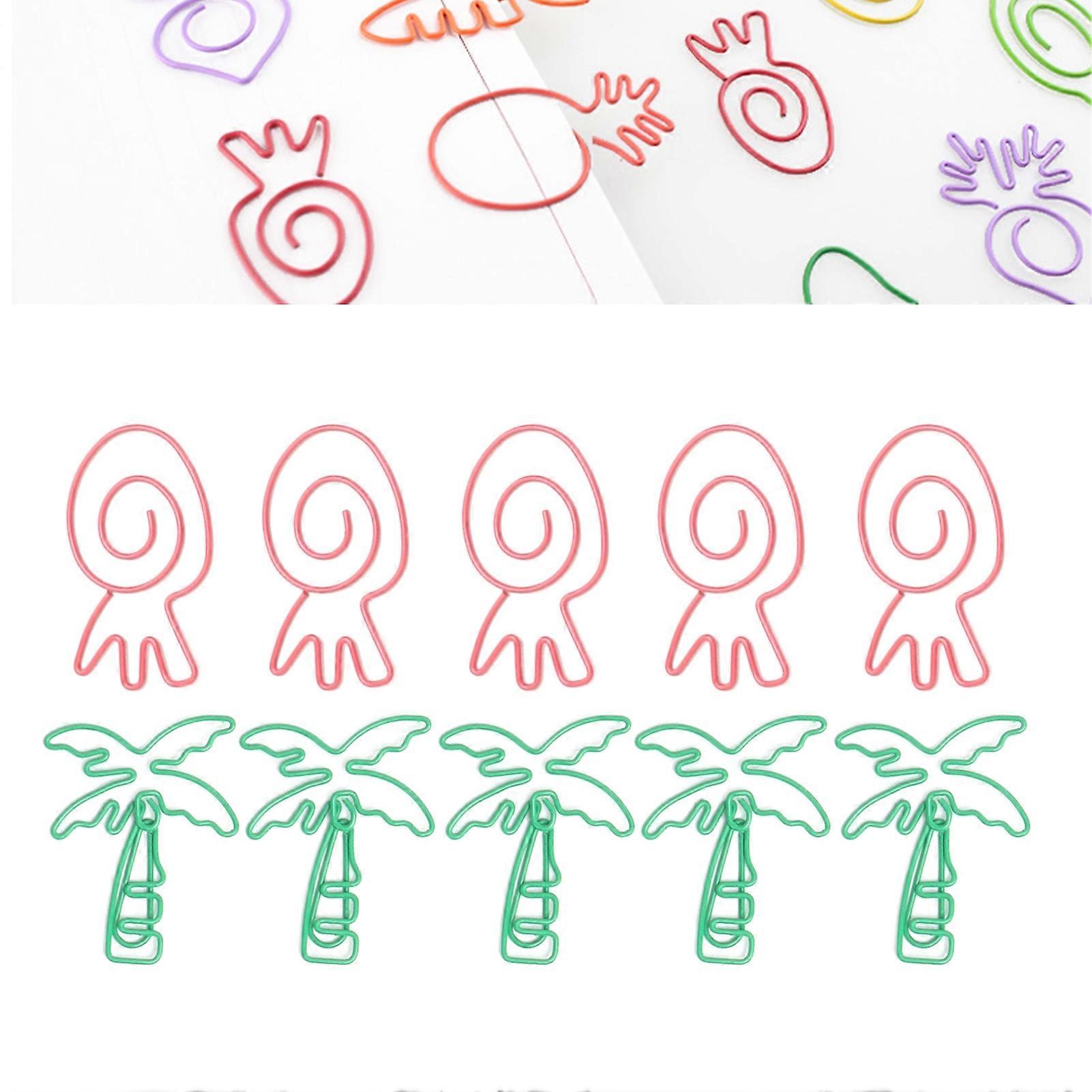 100pcs Mini Electroplating Pink Strawberry & Green Tree Metal Clips