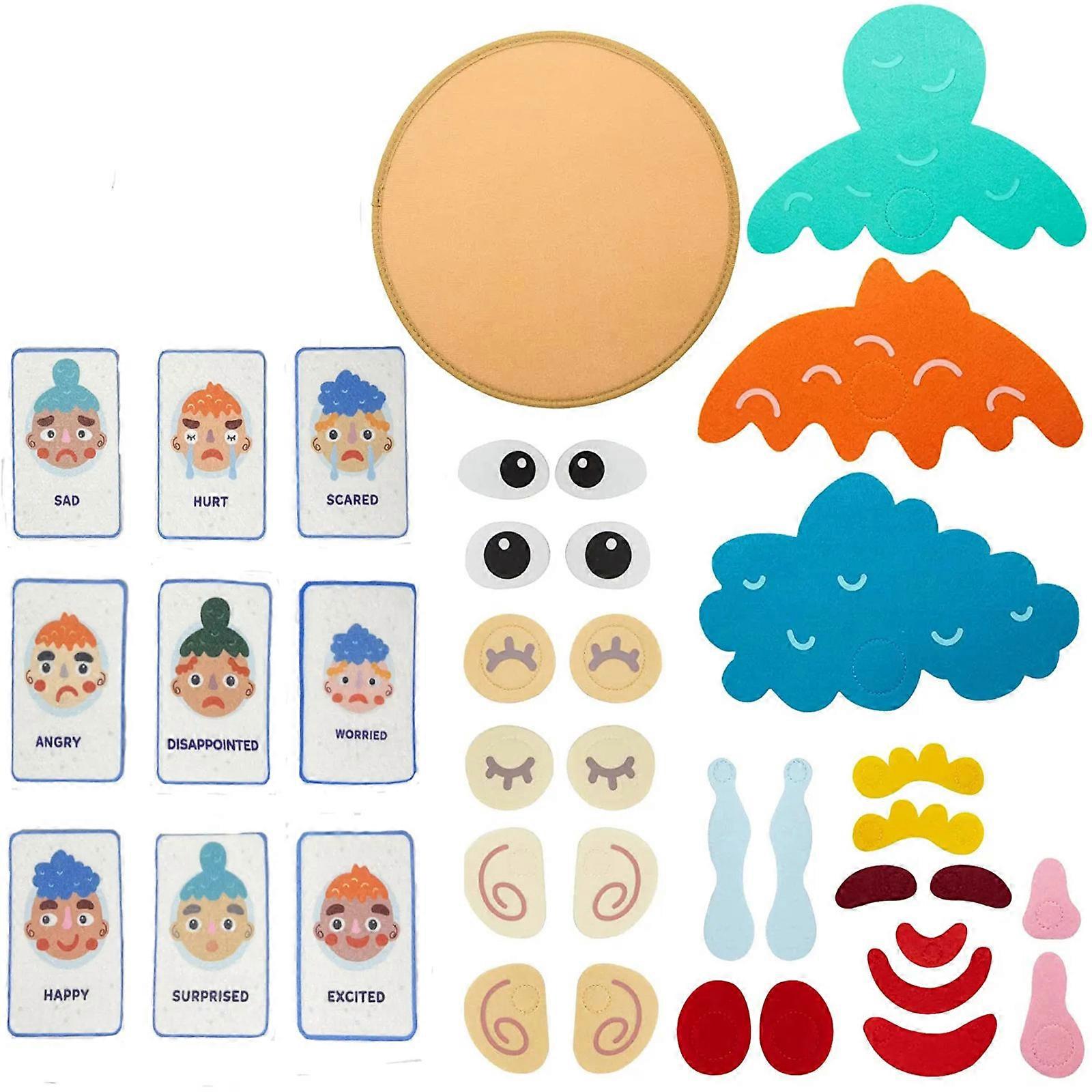 Color Shape Matching Game Facial Expression Emotion Puzzle Toy Kids Fine Motor Skill Puzzle Learning Gift