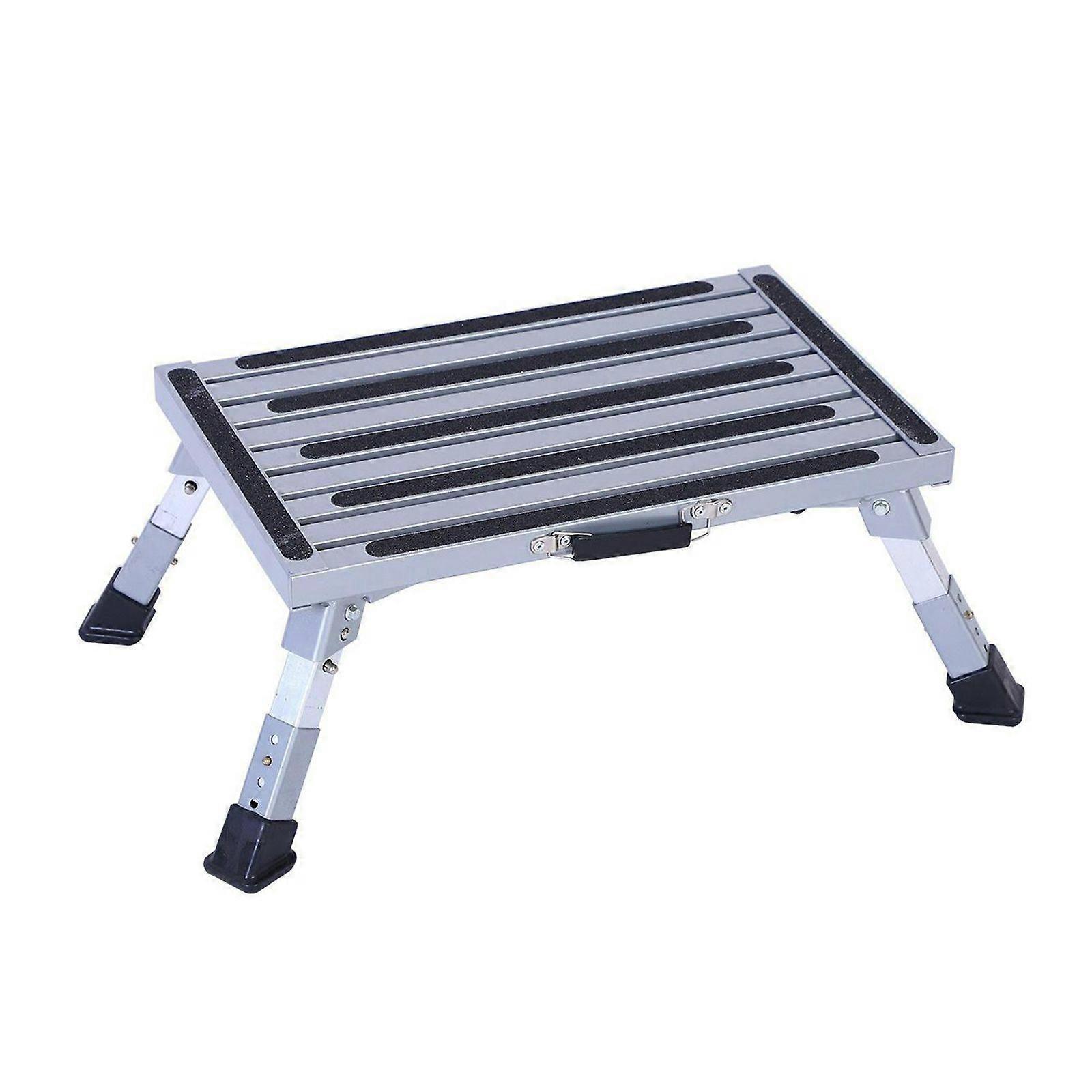 RV Step Stool, 4 Levels Adjustable Folding Stepping Stool with Handle, Portable Anti~slip Aluminum Alloy Platform Step for Adults Kids Seniors, Style 