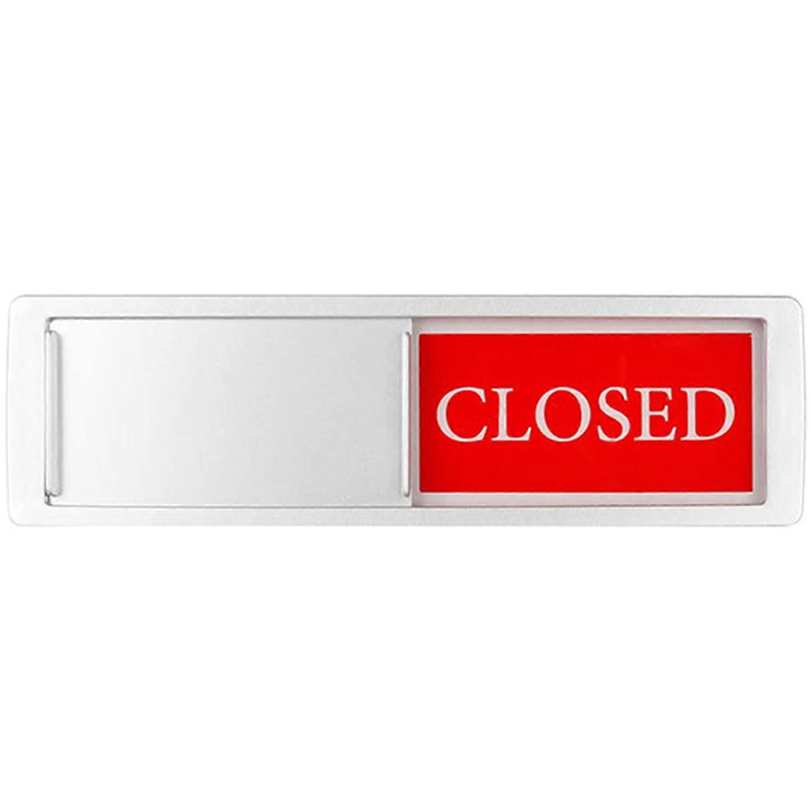 Versatile Usage in Various Settings Magnetic Open/Closed Sliding Sign for Shops and Offices, Sign with Adhesive Tape silver
