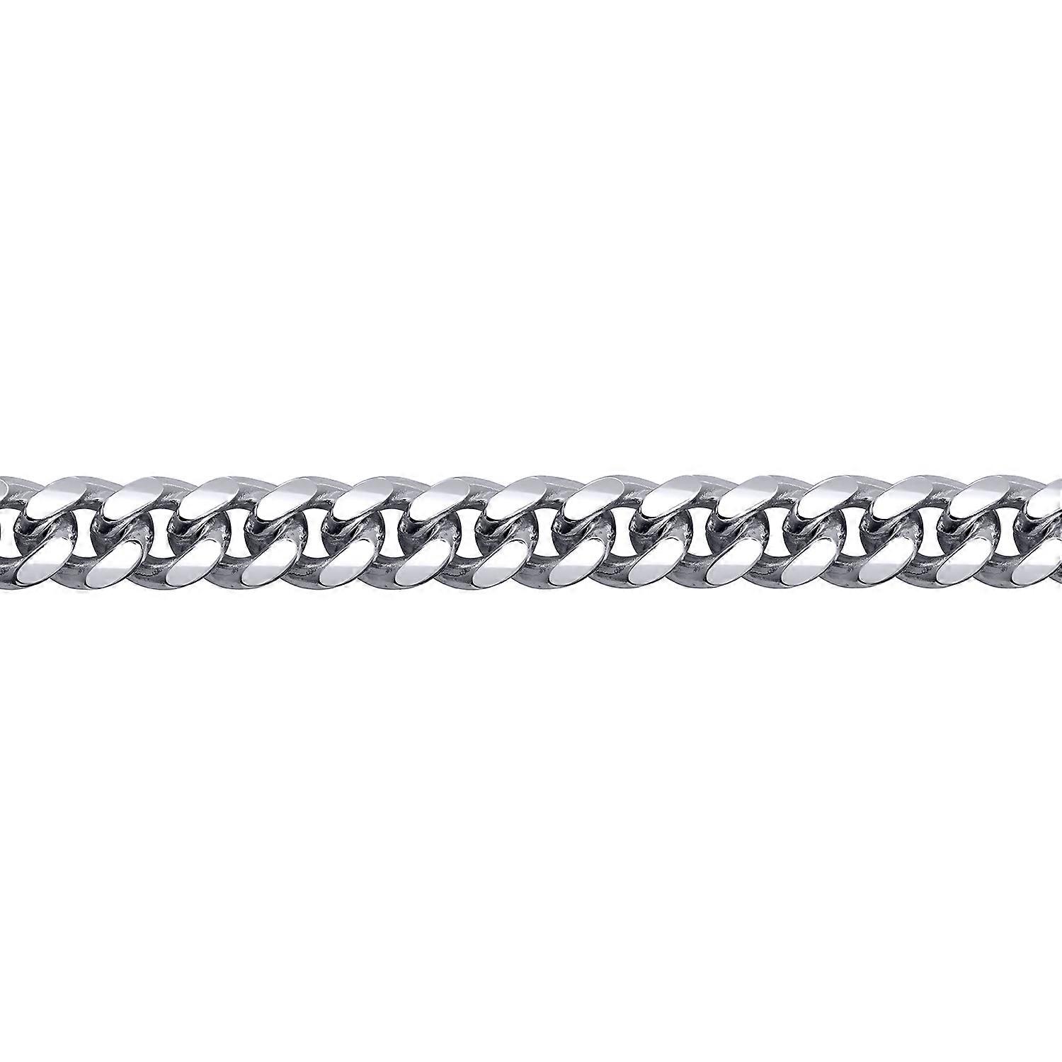 Jewelco London 男士镀铑纯银圆顶古巴 6mm 链条项链