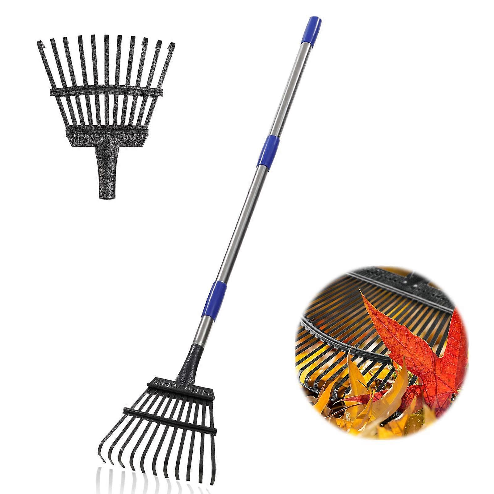 Small Leaves Garden Rake for Lawn and Garden Beds, 8.5" Wide, 78" Long Handle, Durable Yard Tool for Shrubs
