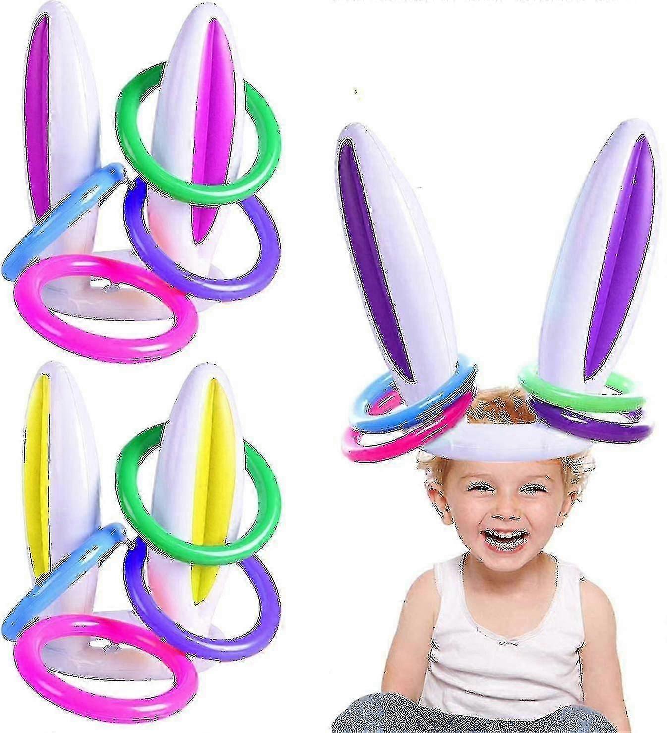 3 חבילת משחק השלכת טבעת ארנב מתנפח לחג הפסחא, טבעת אוזני ארנב חג הפסחא לזרוק משחקי מסיבה, צעצועים מתנפחים מתנה (3 סט 12 טבעות) - Jxlgv