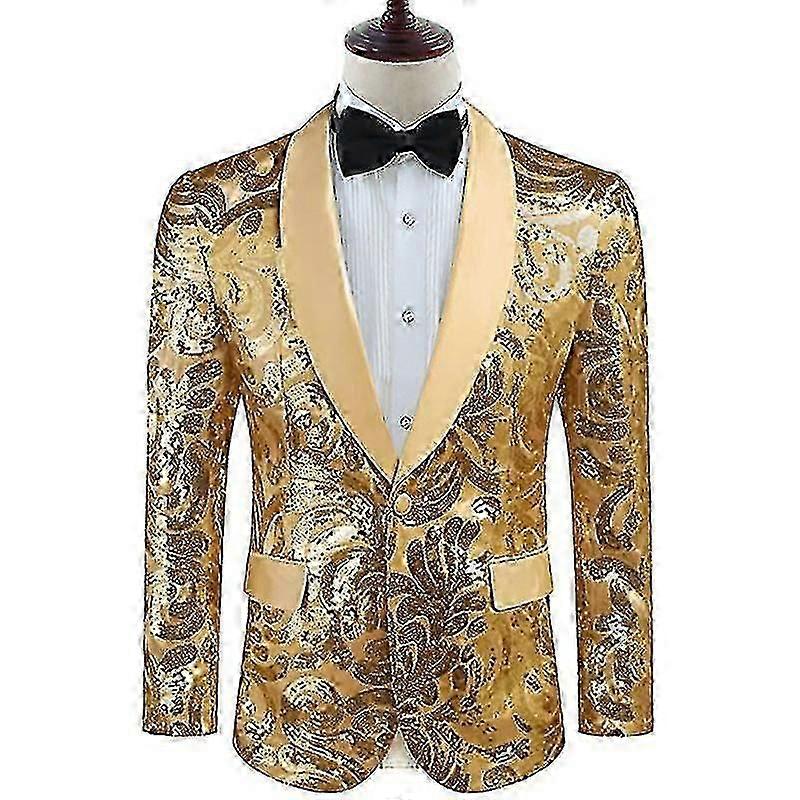 Men's Gold Sequin Suit Coat For Stage