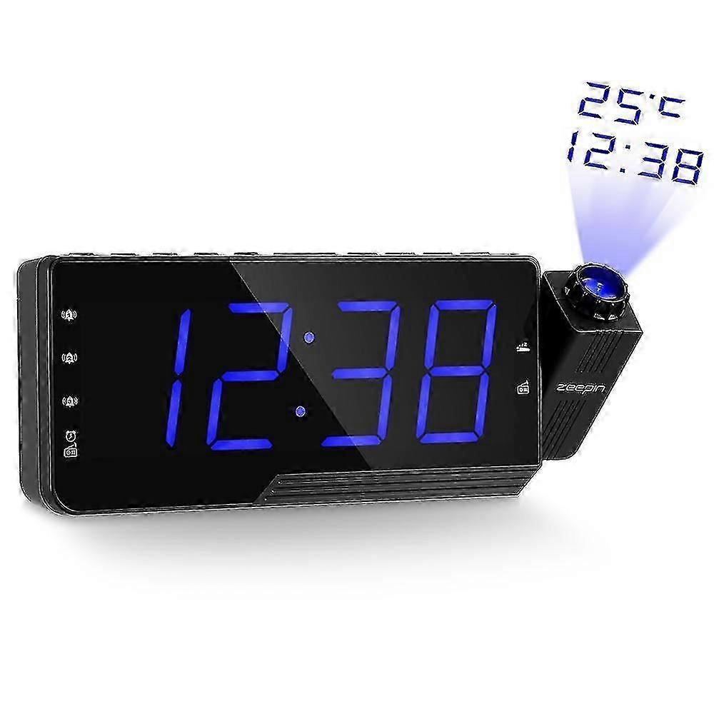 Digital Projector Clock Radio with Alarm, Snooze, and Temperature Display