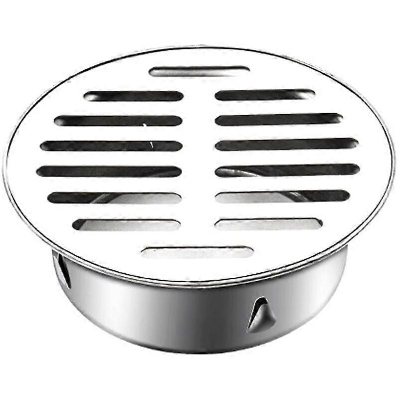 Stainless Steel Floor Drain Round Anti-blocking Floor Drain for Balcony, Floor Drain Cover(110mm Flat Mouth)