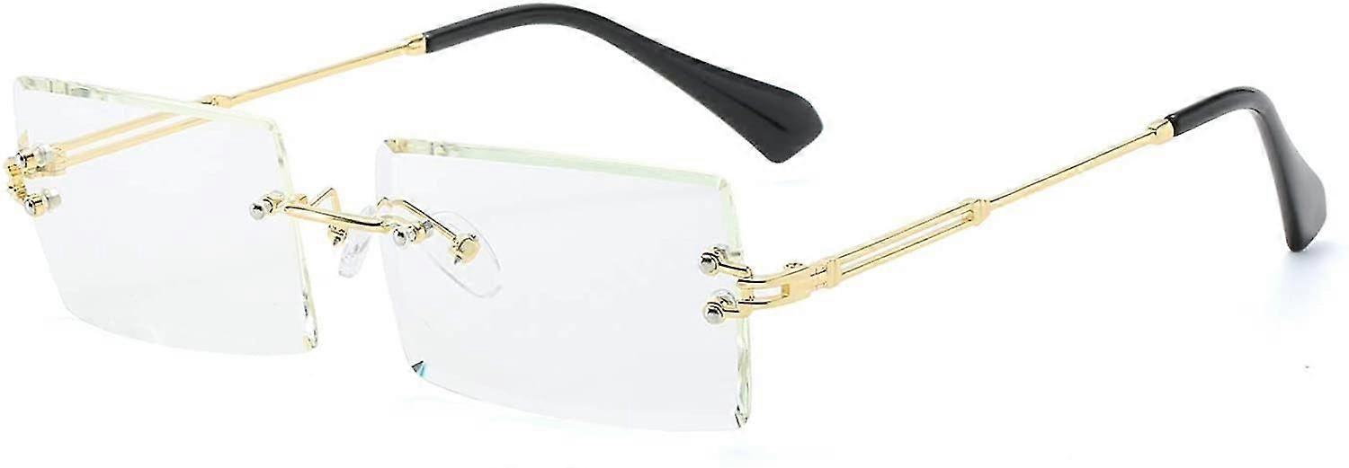Lunettes de soleil rectangulaires sans monture pour femmes/hommes, monture métallique ultralégère