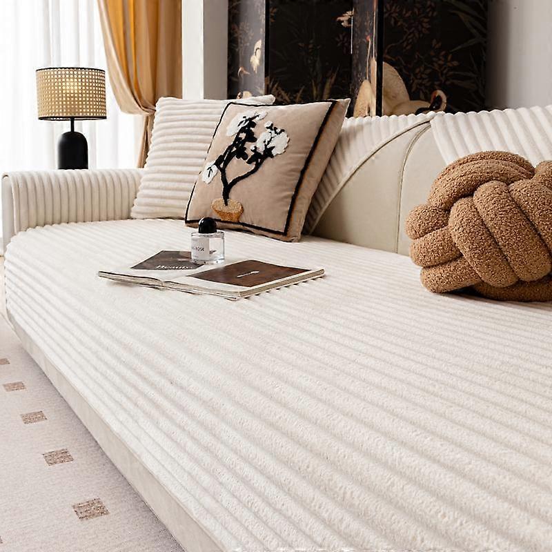 ensfarget sofatrekk flanell rett stripe sofaer pute tykk sklisikker sofa pute stue krem vindsofa pute