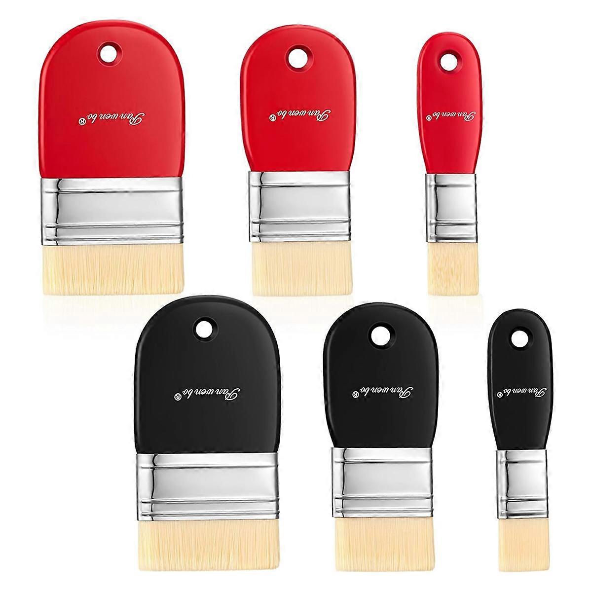 6Pcs Flat Paddle Paint Set Scale Brush For Oil And Acrylic