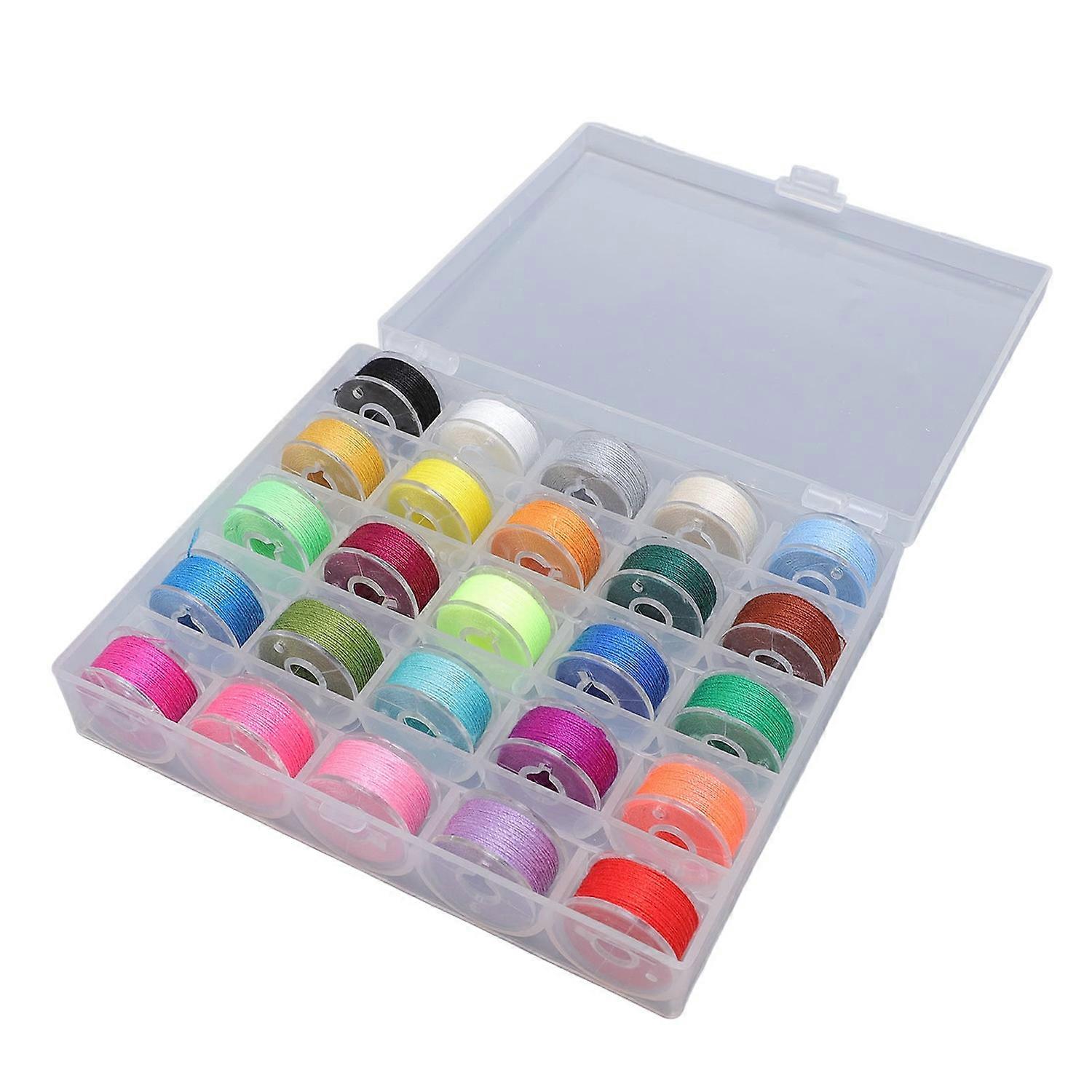 25Pcs Prewound Bobbin Thread Assorted Colors with Storage Case Sewing Machine Accessories