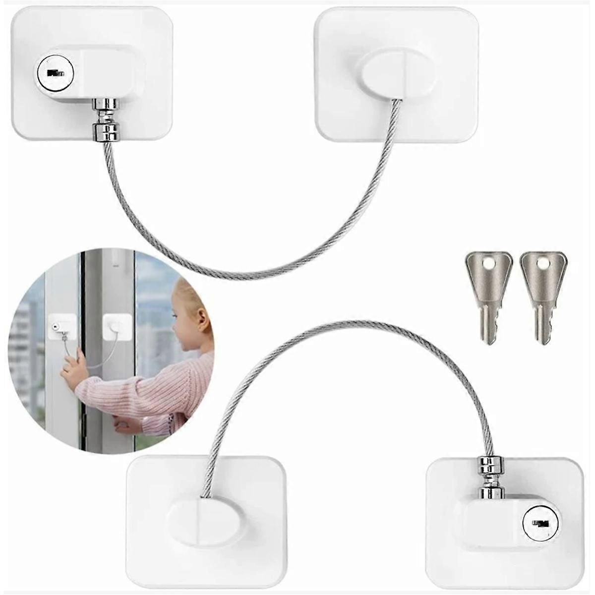 2-piece safety children's window, laminated PVC window, non drilled lock, strong adhesive cable block, with key window