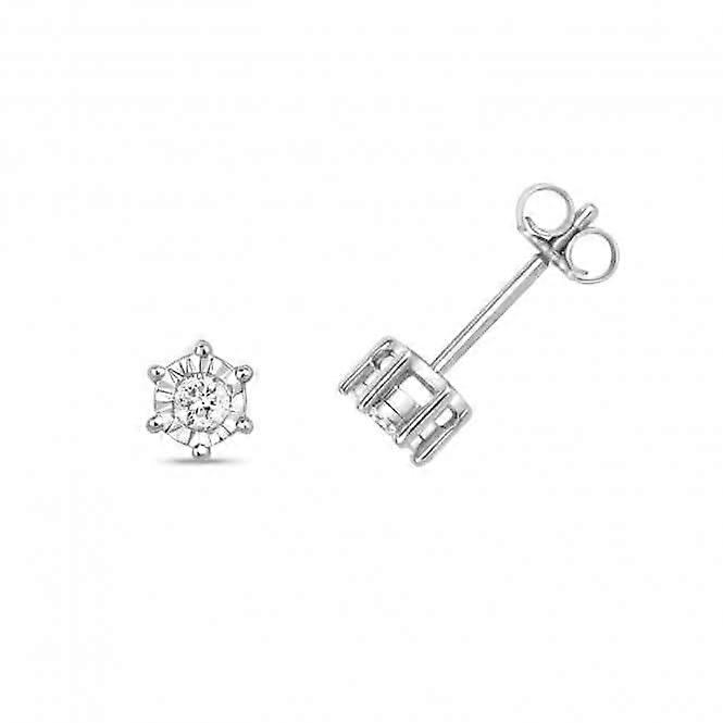Diamond Jewellery 9ct White Gold Diamond Illusion Plate Studs ED167W