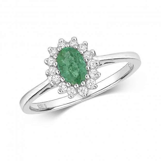 Diamond Cluster 6X4 Oval Emerald Ring RD260WE