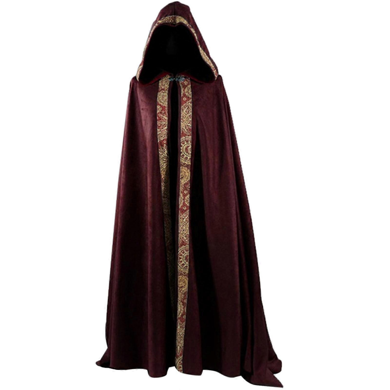 Halloween Death Cloak Loose Comfortable Hooded Death Robe Cloak Meidieval Cape Costume for Adult Cosplay Party Halloween  Red XL