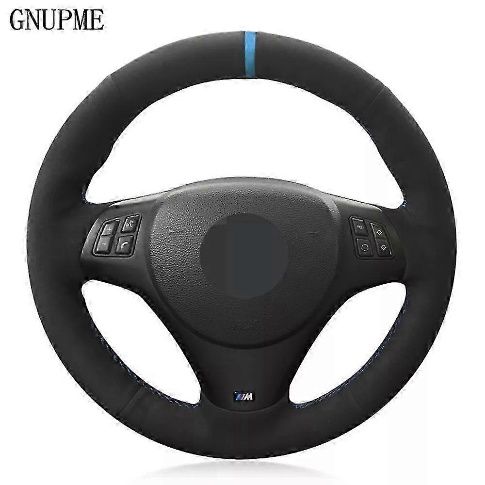 BMW MスポーツM3 E90 E91 E92 E93 E87 E81 E82 E88 X1 E84のためのDIY手縫いブラックスエード車のステアリングホイールカバー