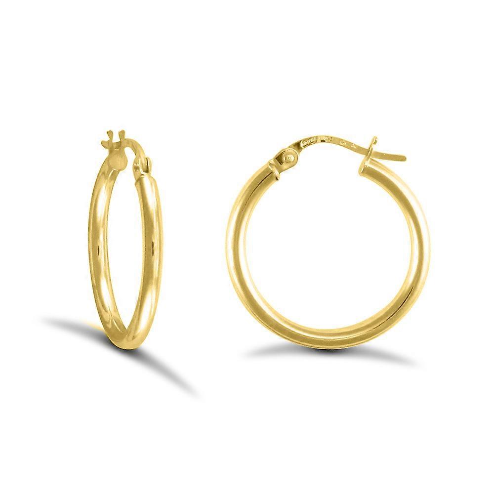 Jewelco London 镀金纯银抛光圈形耳环 2 毫米 19 毫米
