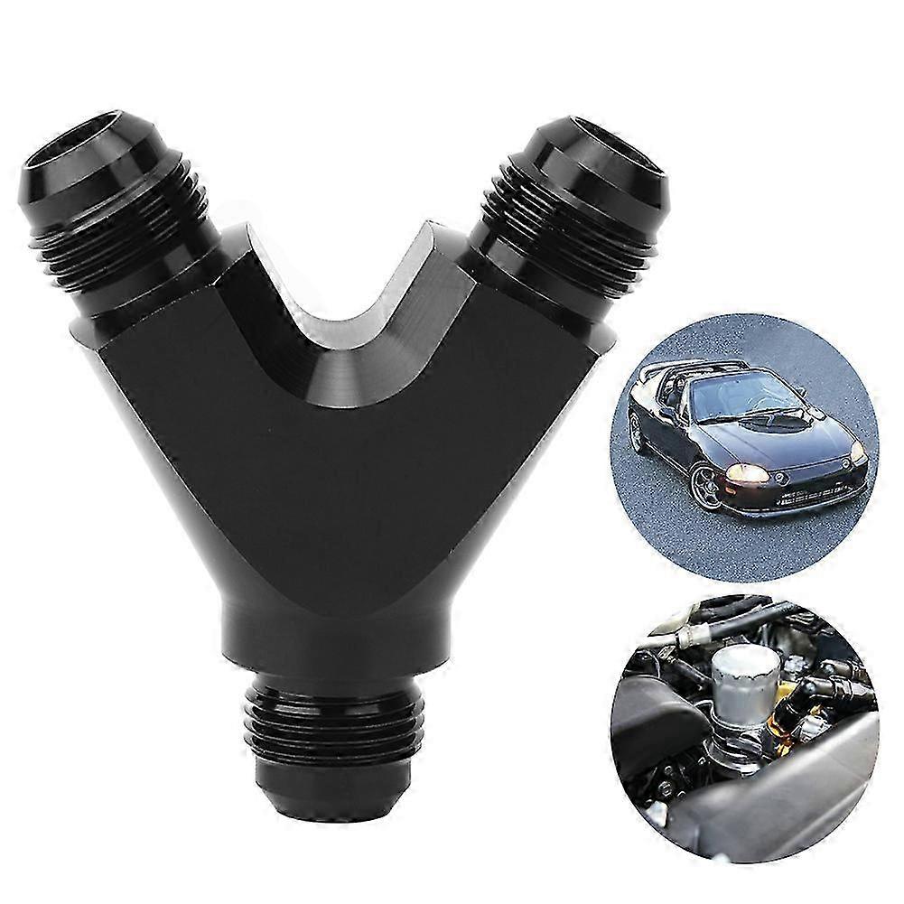 Adaptateur 3 Voies Type Y AN6 Mâle Vers 2X AN6 Mâle - Alliage Aluminium Anodisé Noir, Pour Fluides