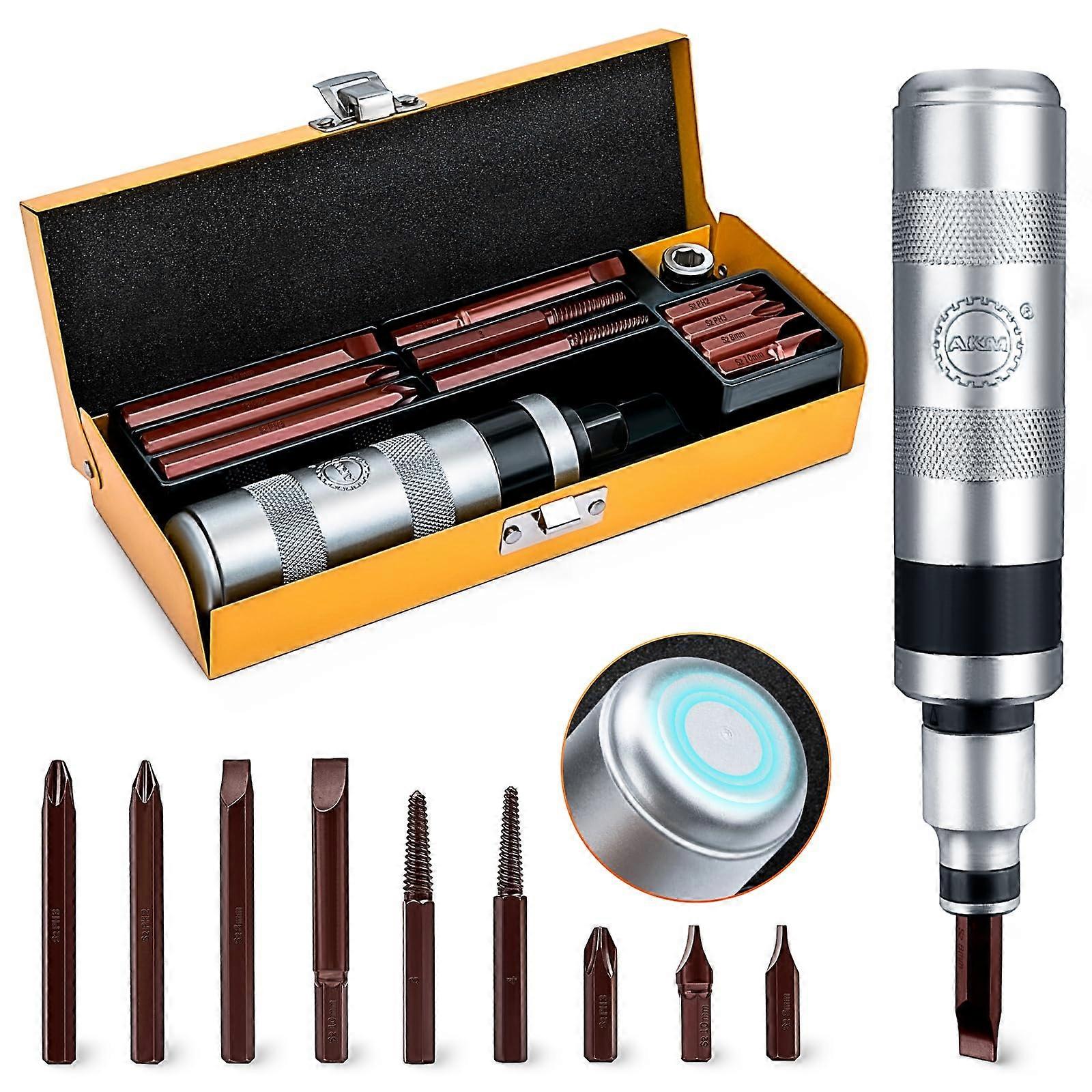 1/2' Hand Manual Reversible Impact Driver Set Extractor-12 PCS Impact Screwdriver S2 Steel