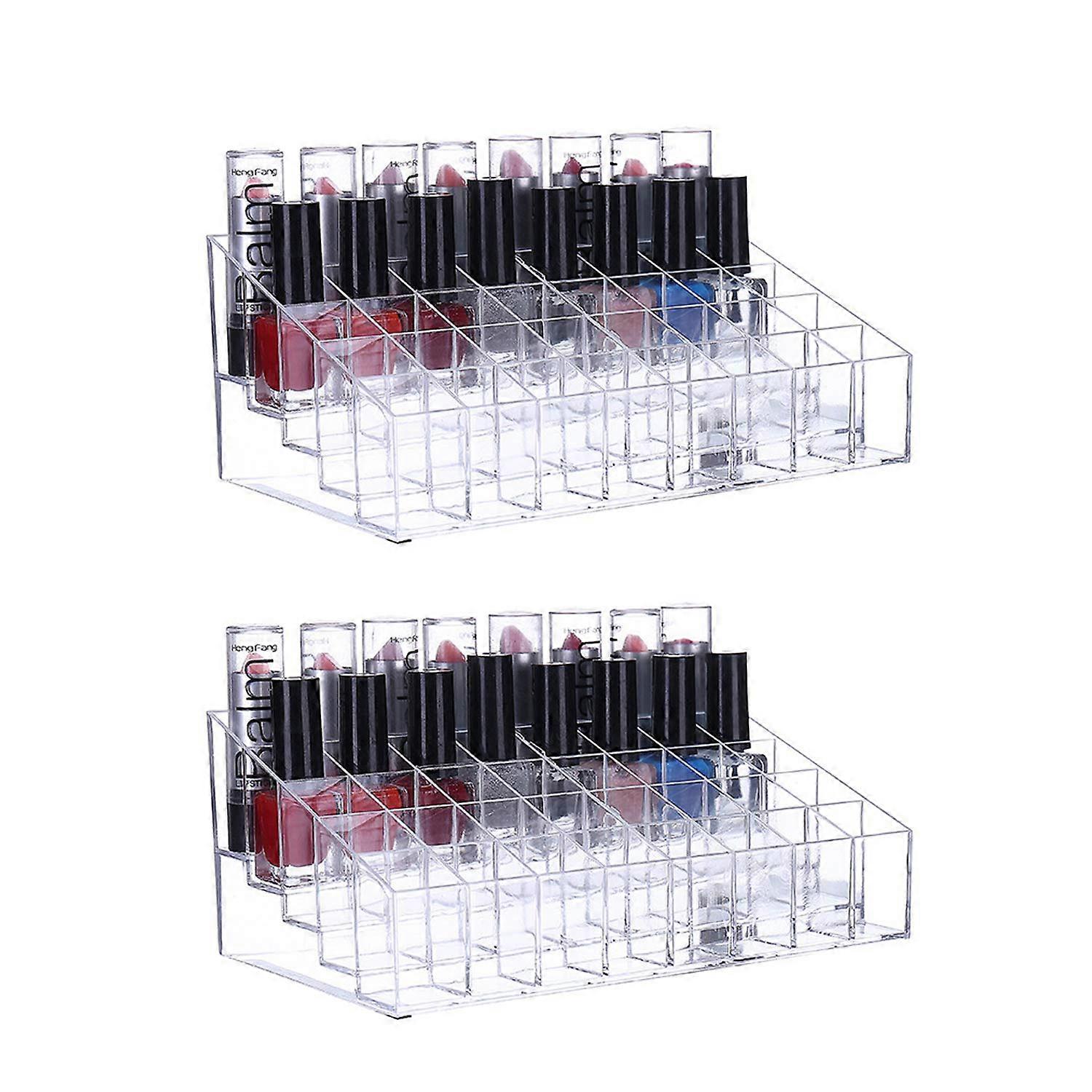 Transparent Lipstick Holder with 40 Nest Compartments for Lip Gloss and Lipstick Storage, Clear Acrylic Organizer