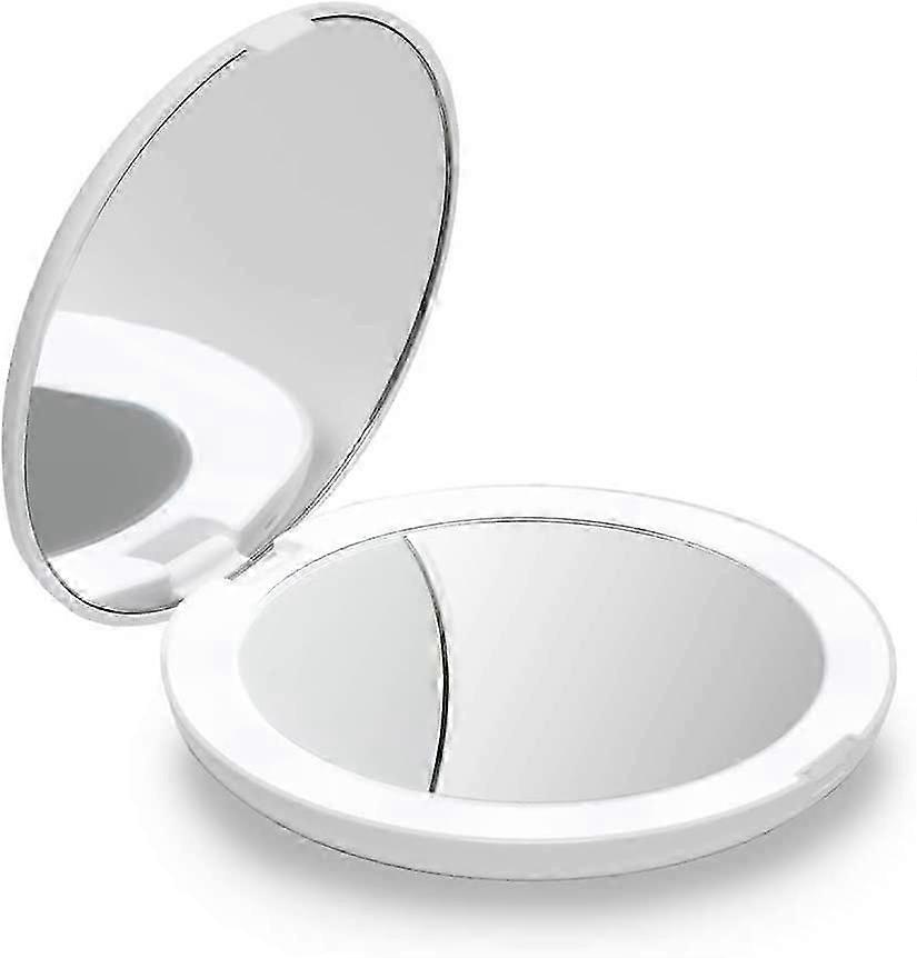 Lighted Travel Makeup Mirror, 1x/10x Magnification - Daylight LED, Compact, Portable