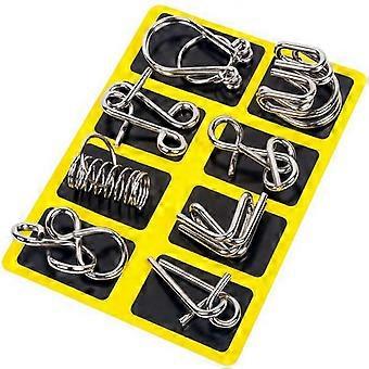 Metal Wire Puzzle Set of 8 Brain Teaser IQ Test Disentanglemen Iron Link Unlock Interlock Game Chinese Ring Magical Trick Toy