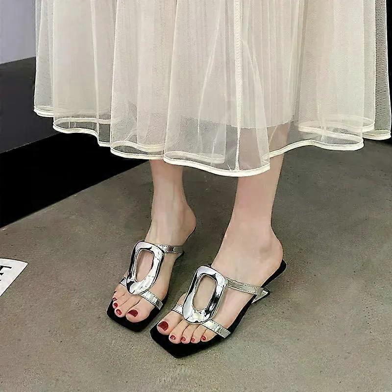 Women's Slipper Summer New High Heels Square Head Open Toe Thin Strap Sandals Casual Comfort Innovation with Abnormity Slippers