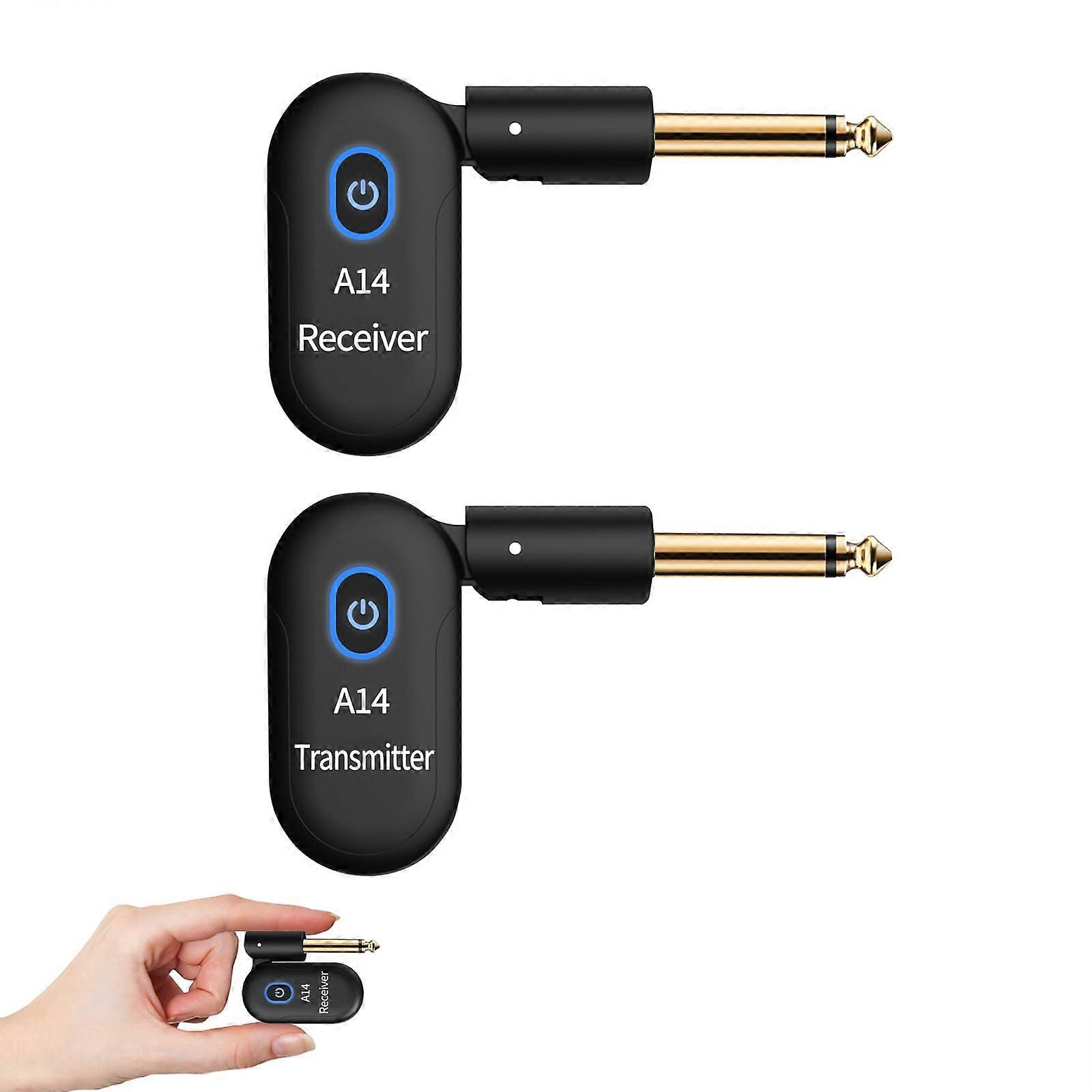 A14 Wireless Guitar System, 2.4GHz Rechargeable Transmitter And Receiver, 24-Bit 48kHz Audio, For Electric Guitars