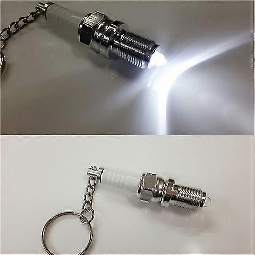 2 PCS Casual LED Key Chain Spark Plug Key Chain Keychain Car Parts Keyring Car Styling Accessories Decoration Spark Plug Shape