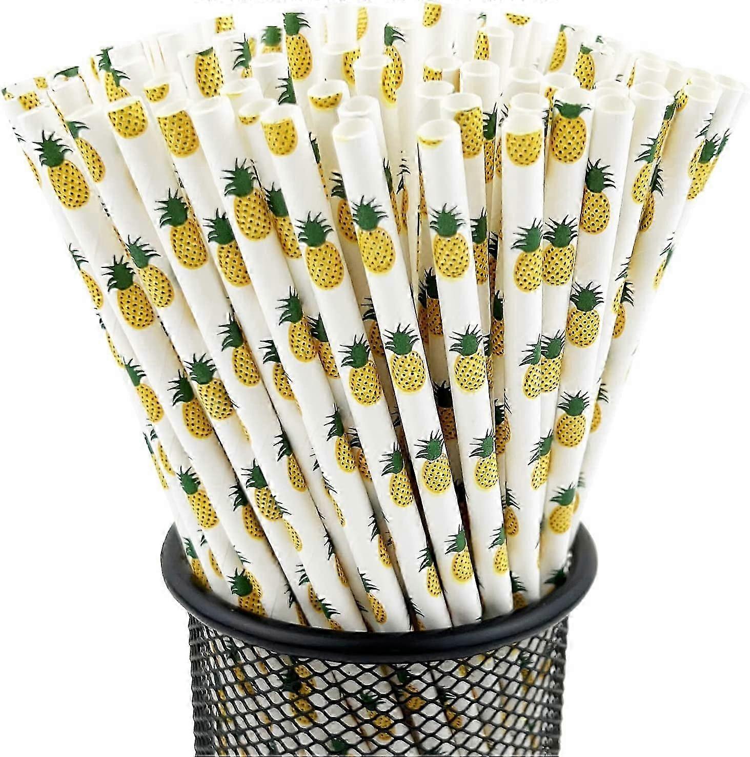 Disposable Drinking Fruit Paper Straws, Pack 100 Pineapple