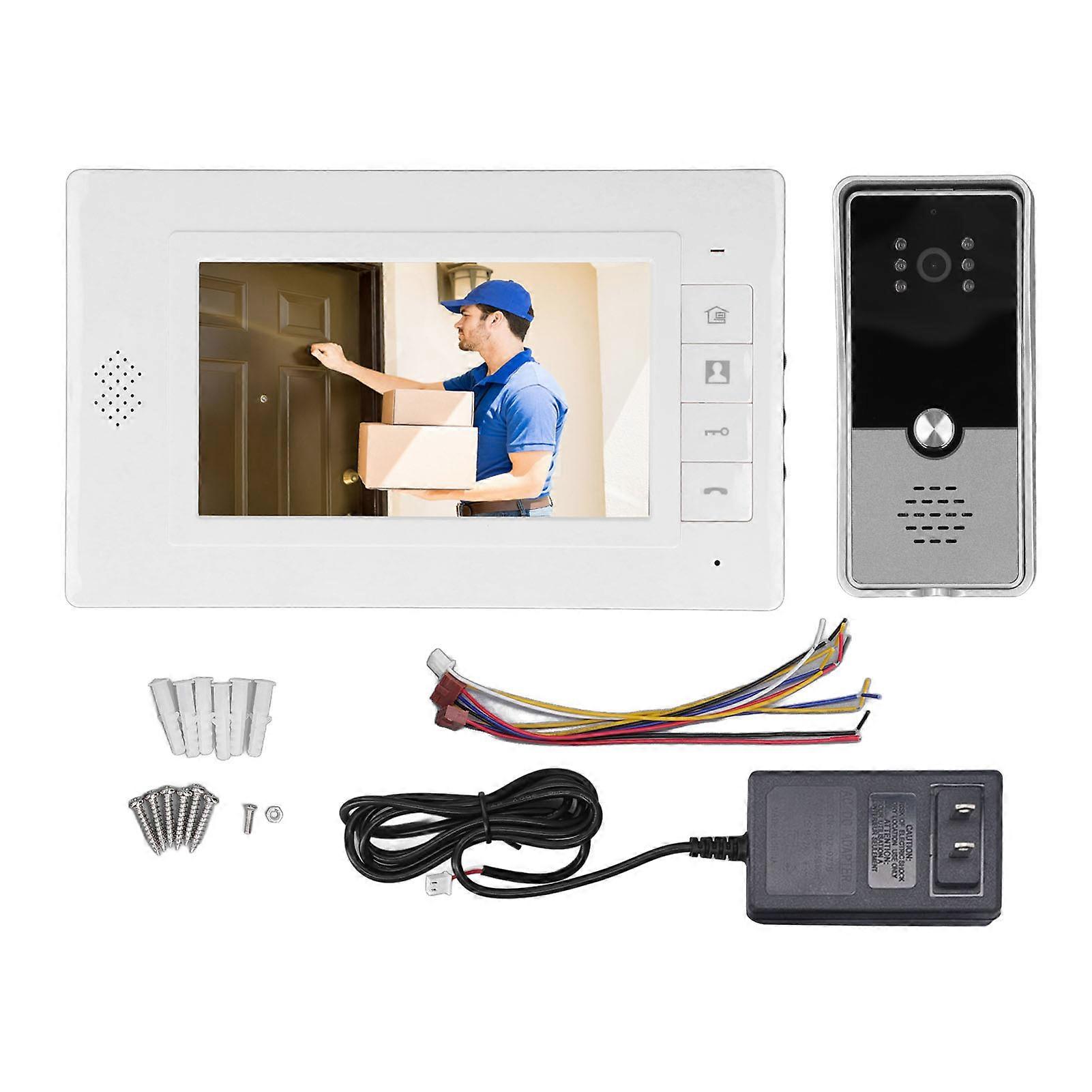 7in Video Doorphone System Color HD Smart Wired Video Intercom System for Villa Building AC100‑240V