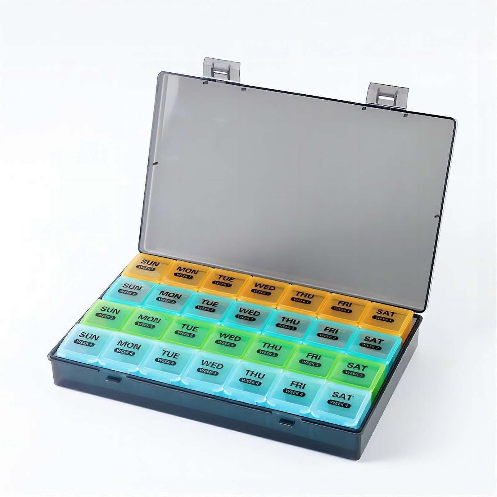 Pill Organizer Monthly 7 Day AM PM Extra Large Daily Pill Organizer 4 Times a Day For Fish Oils and Vitamins Grey