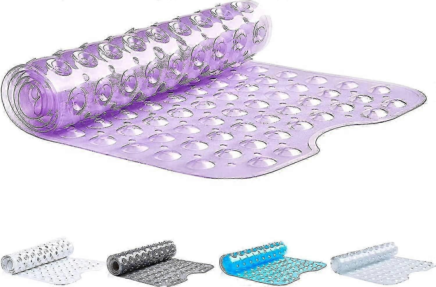 Non-slip Extra Long Bath Mat With Suction Cups, 100x40cm/40x16in Bathtub Mats, Anti-mildew, Machine Washable, Latex-free (white)