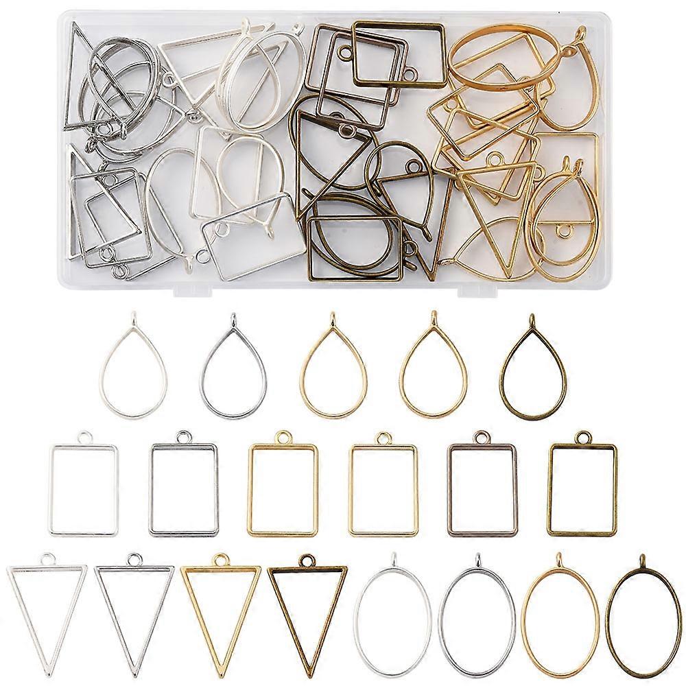 38Pcs 19 Styles Alloy Open Back Bezel Pendants For DIY UV Resin Jewelry Findings For DIY