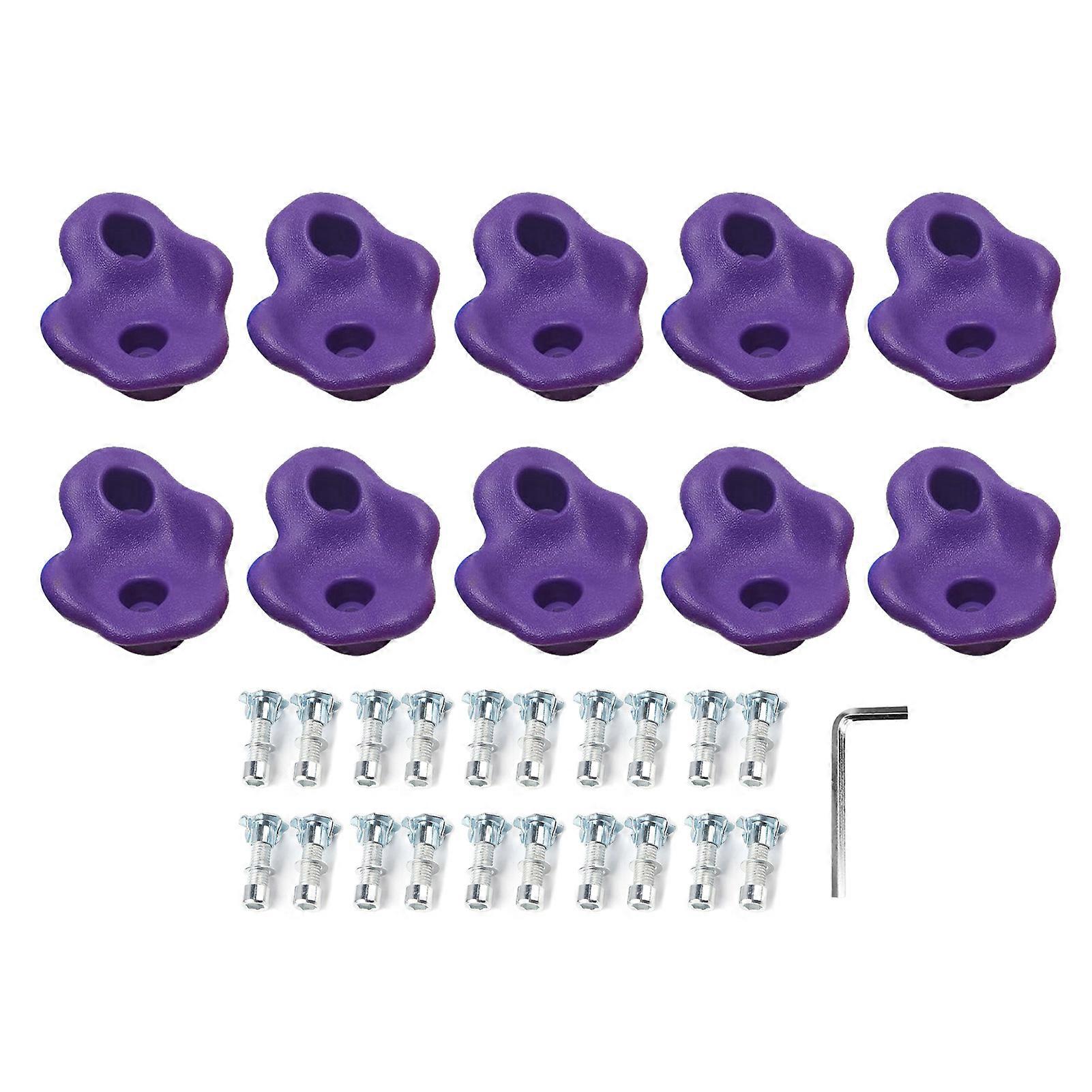 10PCS Rock Climbing Holds PE Ergonomic Comfortable Hand Feeling Climbing Rock Wall Grips for Indoor Outdoor Purple