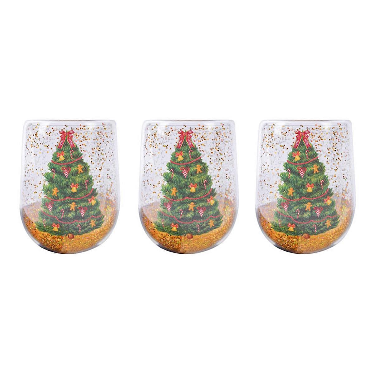 3PCS Christmas Tree Tumbler Colorful Transparent Drinking Glasses