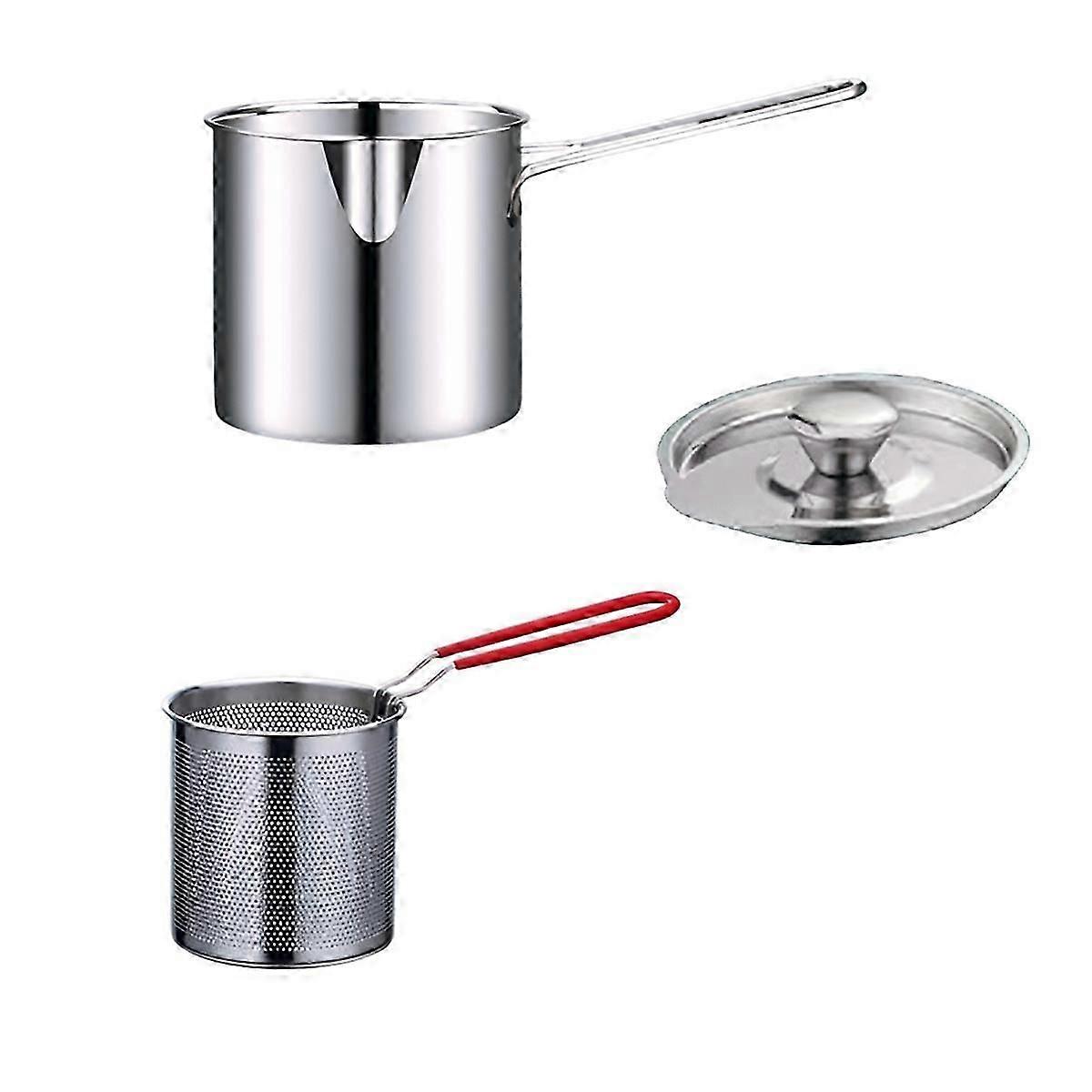 Deep Fryer with Frying Basket Multi-Function Small Pot for Kitchen Use Fried Chicken Cooking Tools